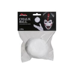 Das Bild zeigt einen weißen Chalkball Austrialpin. Der Ball ist in einer durchsichtigen Verpackungshülle, oberhalb ist ein Label mit Produktaufschrift und Clown Logo befestigt.