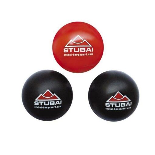 Das Bild zeigt das Handtrainer Ball Set "Flex Balls". zu unterst sind zwei schwarze Bälle nebeneinander zu sehen, darüber ein roter Ball.