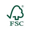 Das Bild zeigt das Logo des ökologischen Waldbaus FSC. Man siegt einen grünen Baum mit einem Häkchen als Sinnbild für eine Wirtschaftsweise die ok ist.
