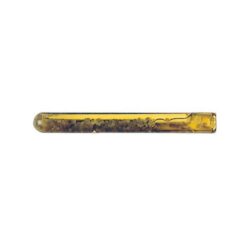 Das Bild zeigt eine Petzl Ampoule Collinox Glasmörtelpatrone. Die gelbe Mörtelprtaone liegt waagrecht in einem weißem Quadrat.