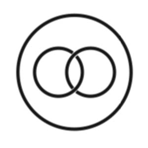 Das Bild zeigt das Symbol für Doppelseile. Einen schwarzen Kreis mit zwei überlappenden Kreisen.