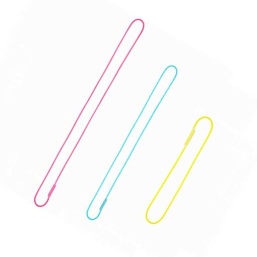 Das Bild zeigt die drei Modelle der Beal Dynaloop Seilschlinge in pink, türkis und gelb nebeneinander.