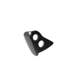 Das Bild zeigt einen schwarzen Petzl Mini Marteau Hammerkopf in einem weißem Quadrat. MAn erkennt die Form, Ösen und Schlagfläche.
