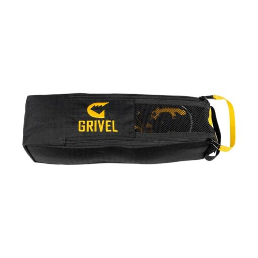 Schwarzer Grivel Crampon Safe Steigeisentasche mit gelben Logo.