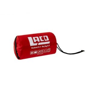Das Bild zeigt die rote Hülle des LACD Bivy Bag Superlight I.