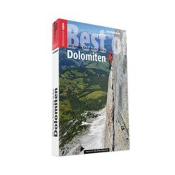 Cover des Best of Doloiten Auswahlkletterführers mit Kletterer hoch über einem Berkar.