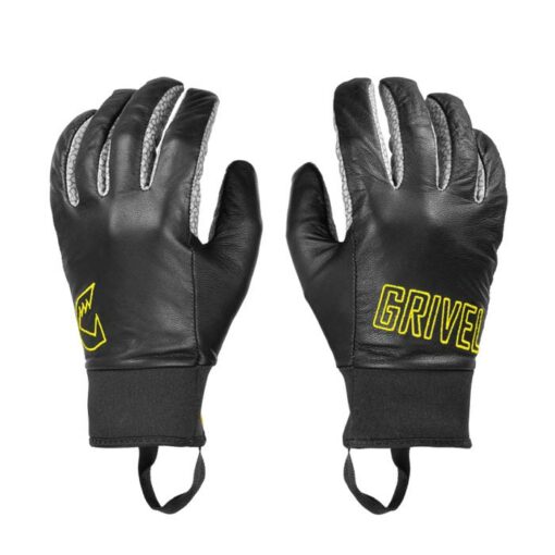 Ein paar schwarze Grivel Vertigo Gloves Eiskletterhandschuhe.